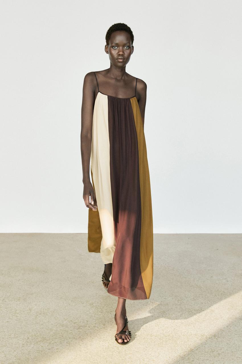 zara brown taffeta dress VOLUMINOUS SATIN LONG DRESS - GARNET