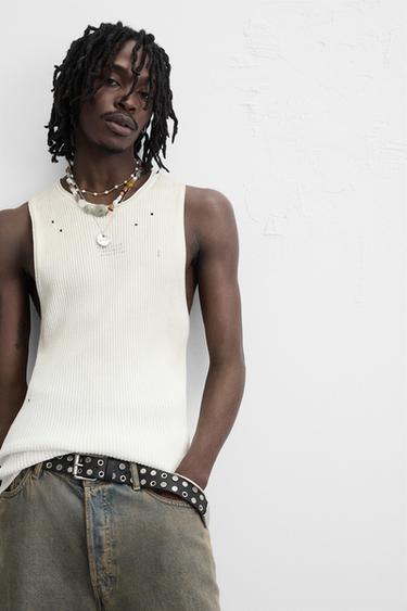SPRAY PRINT KNIT T-SHIRT - Oyster-white by Zara - Image 6