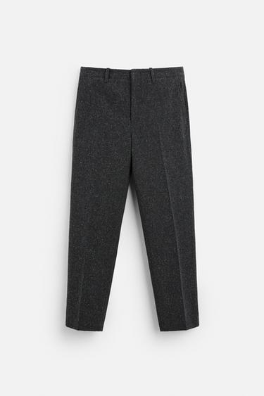 CALÇA DE TERNO COM TEXTURA E EFEITO DE FIO - Gris Antracita da Zara - Imagem 0
