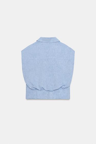 CHEMISE SANS MANCHES AVEC LIN - Bleu de Zara - Image 5