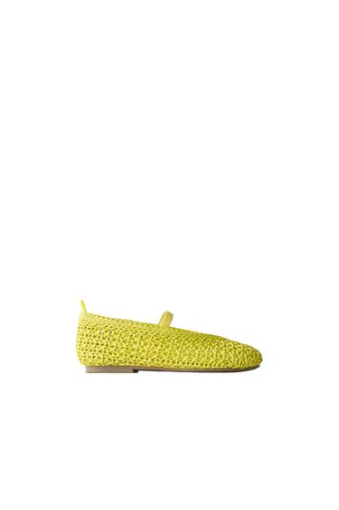 Zara BRAIDED BALLET FLATS - Yellow