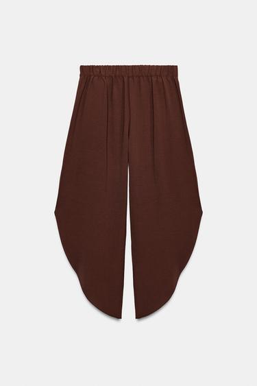 PANTALON FLUIDE À FENTES - Marron de Zara - Image 4
