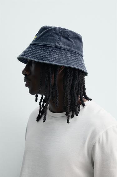 CHAPEAU BOB LAVÉ BRODERIE CONTRASTE - Bleu de Zara - Image 1