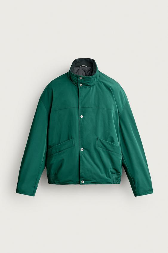 Zara BOXY FIT QUILTED TECHNICAL JACKET - Green - Image 0