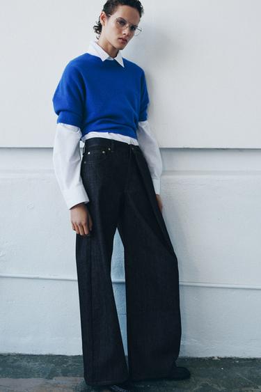 JEANS ZW COLLECTION RELAXED PLEAT MID-WAIST - Blue by Zara