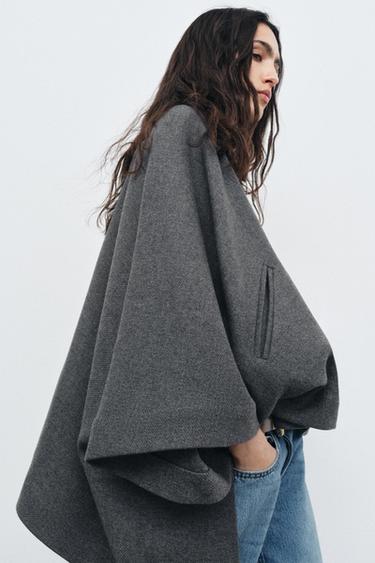 VLNĚNÁ PELERÍNA ZW COLLECTION LIMITED EDITION - Tmavě šedá od Zara