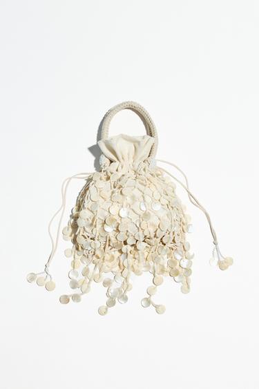 BOLSO APLIQUES EFECTO NACARADO - Beige claro de Zara