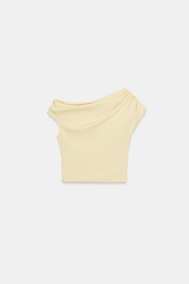 ASYMMETRIC DRAPED TOP - Yellow by Zara - Image 4