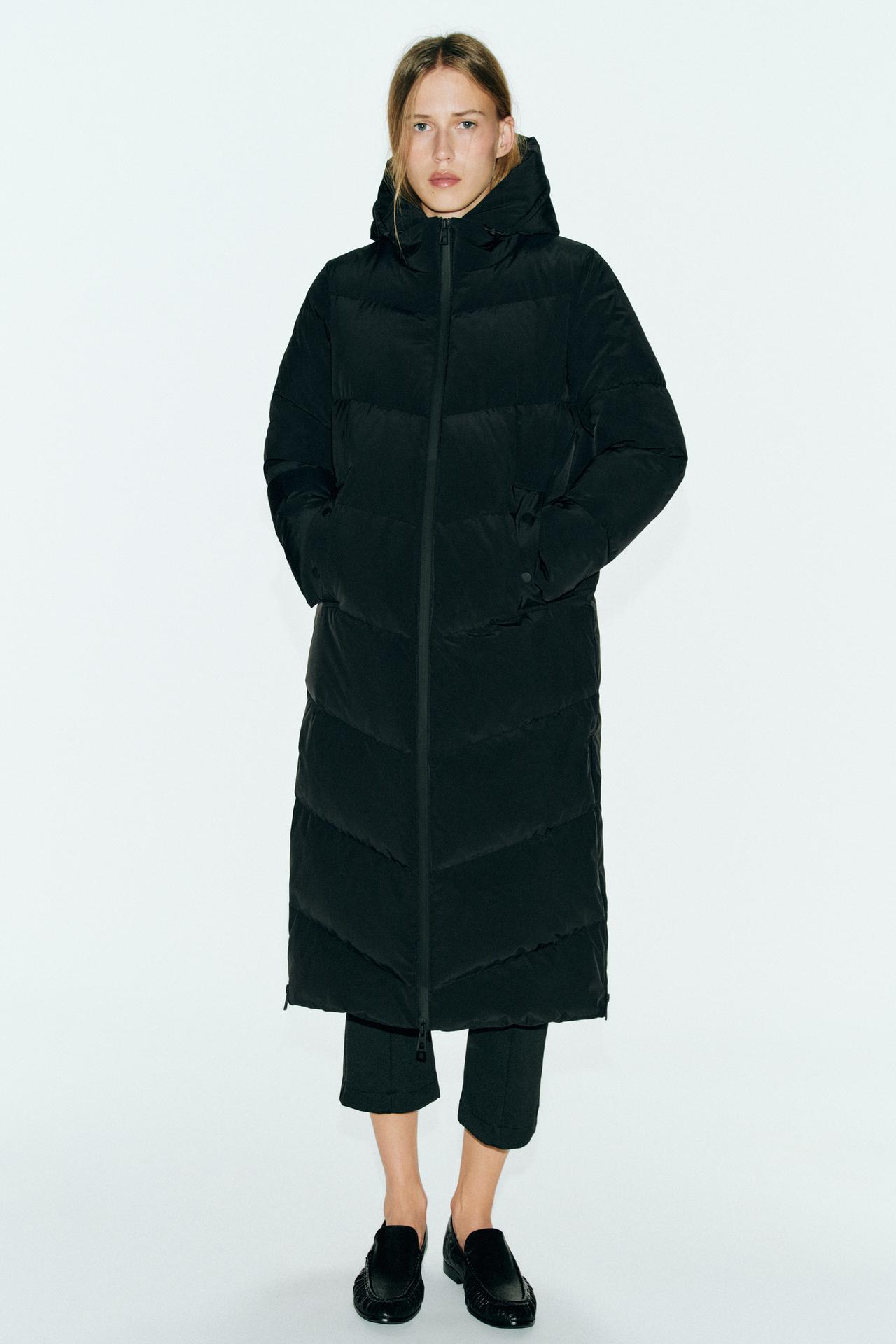 WATER-REPELLENT WINDPROOF 50% DOWN 50% FEATHER PADDED ANORAK — Black
