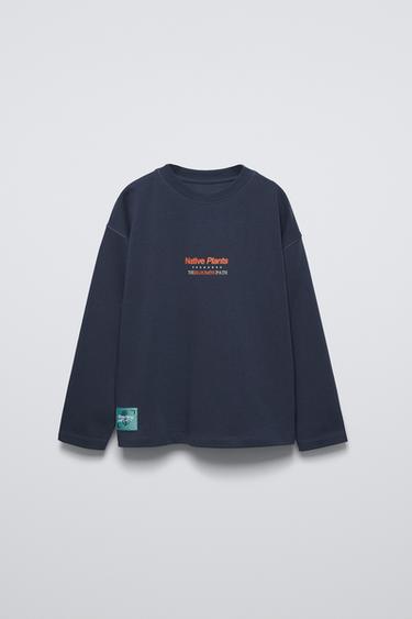 CAMISETA ESTAMPADO FLOR - Azul de Zara - Imagen 0