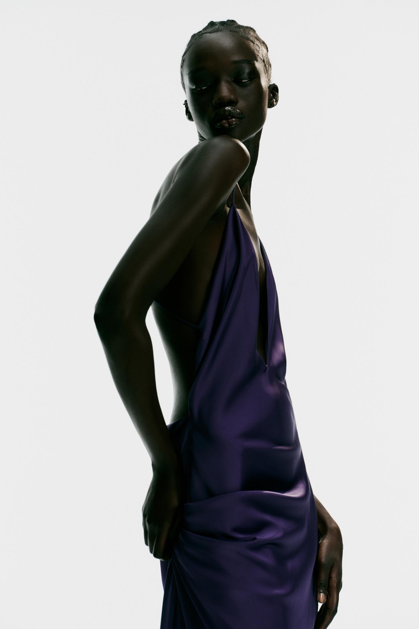 Женское платье Zara Satin Maxi, цвет: Фиолетовый — фото 4