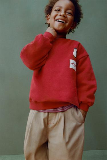 SWEATSHIRT MET GEFLOCKTE PINGUÏNS - Rood van Zara