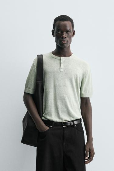 JERSEY CUELLO BOTONES - Menta de Zara