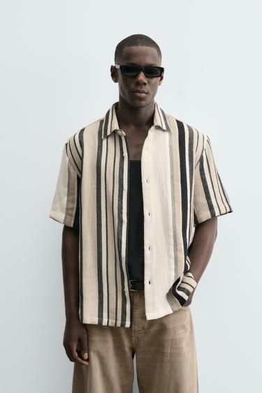 CAMISA RELAXED FIT ESTRUTURA LISTRADA - Riscas da Zara