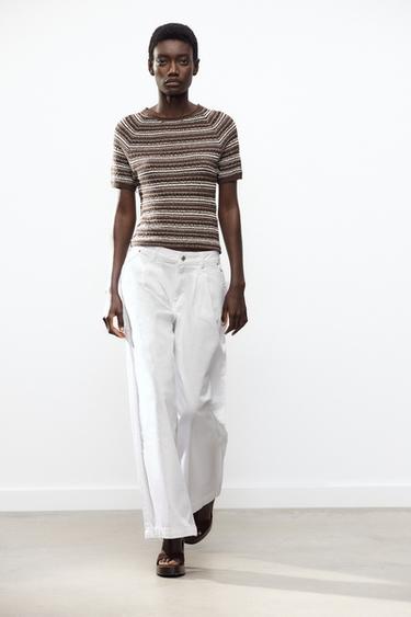 Zara STRIPED KNIT TOP - Multicolored - Image 0