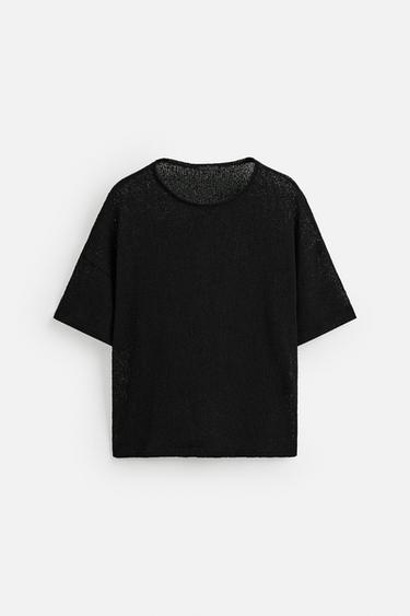 KNIT LACE T-SHIRT - Black by Zara - Image 5