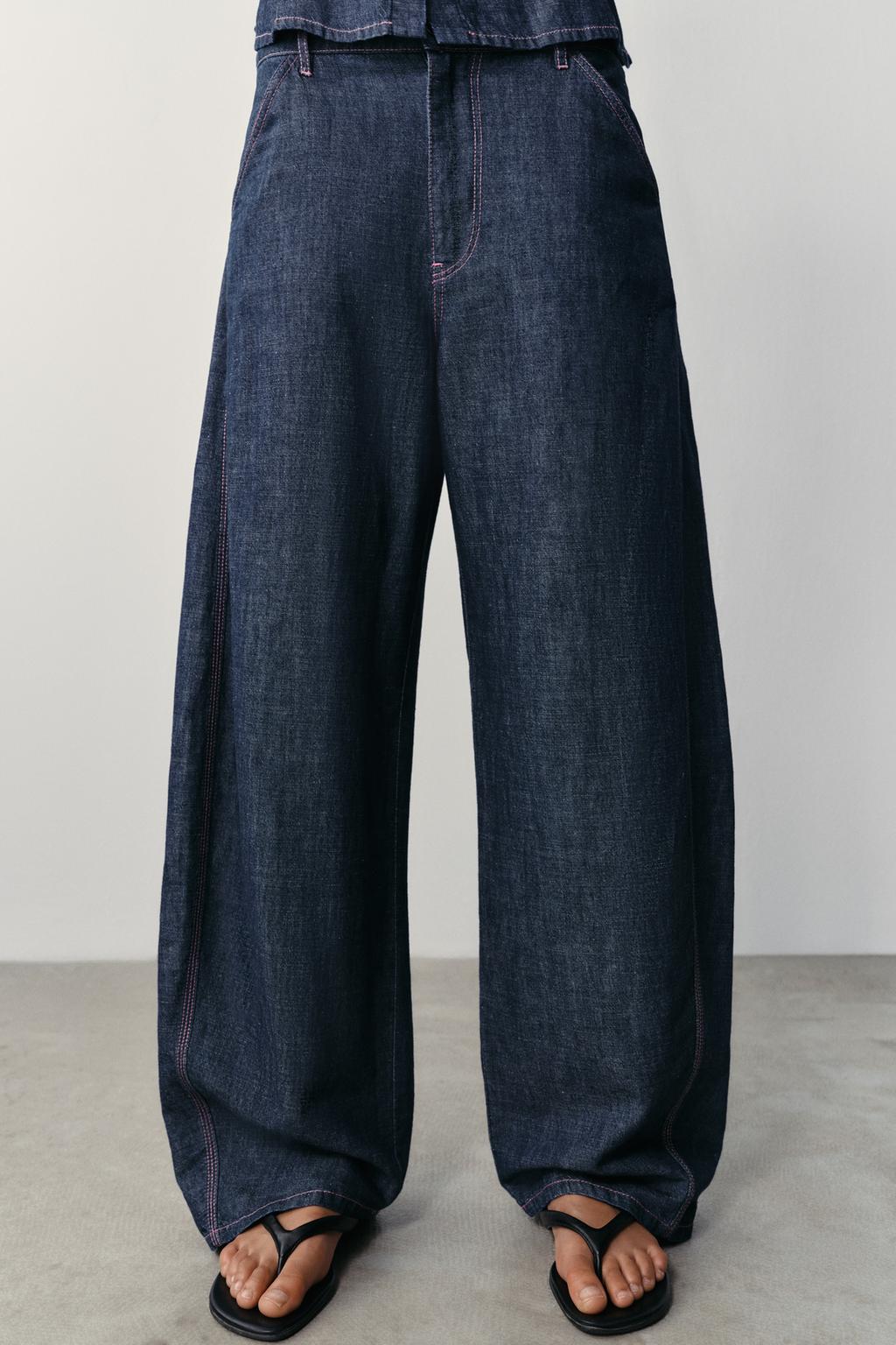 LINEN BARREL TROUSERS