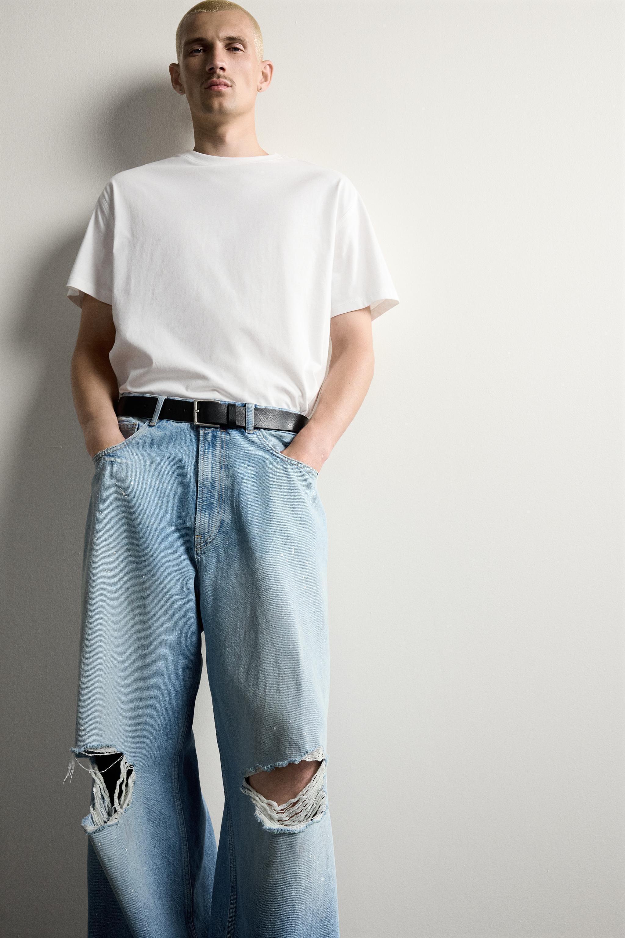 Мужские джинсы Zara RIPPED BAGGY FIT JEANS — фото 5