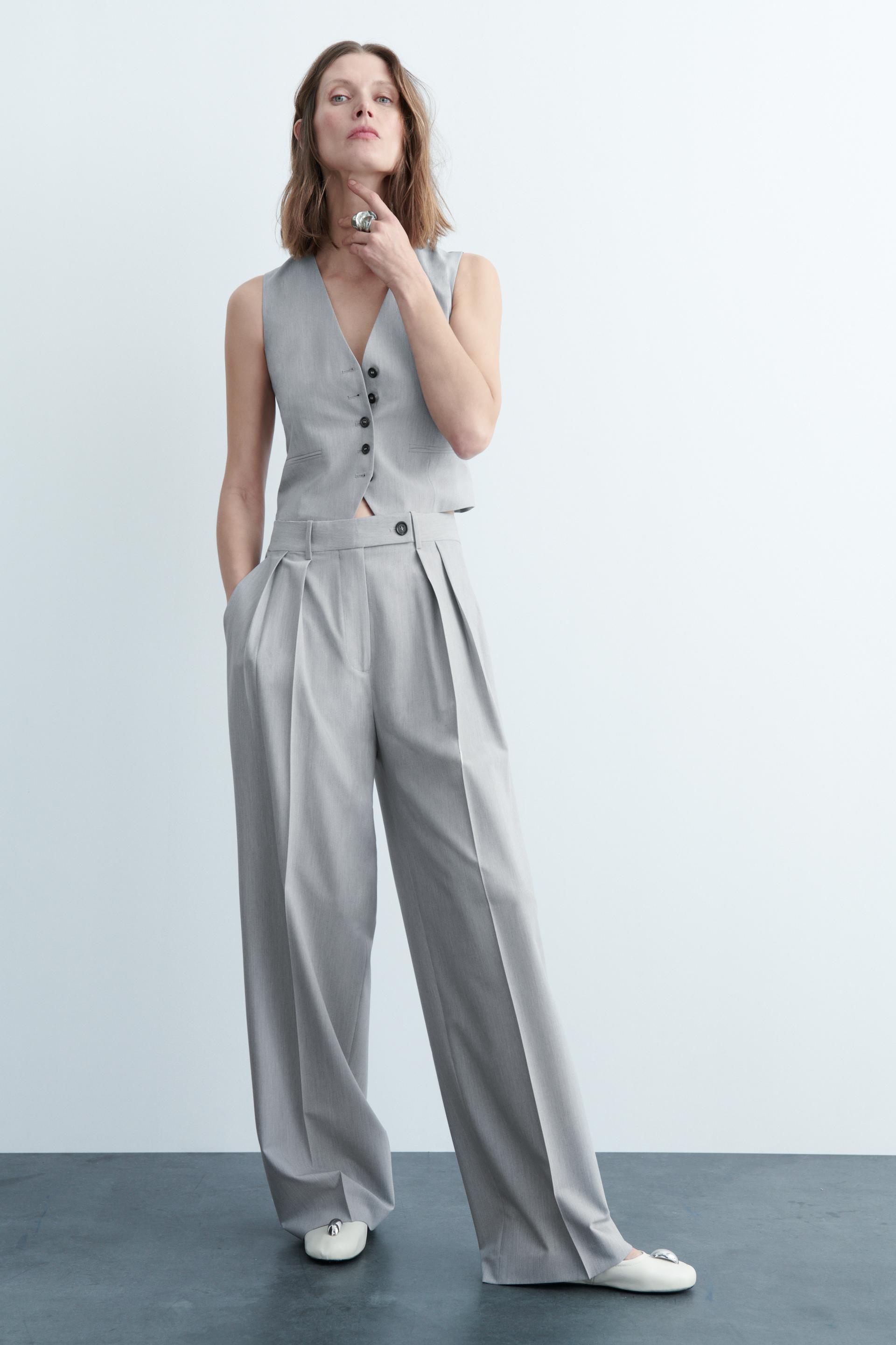 STRAIGHT-LEG TROUSERS WITH TURN-UP HEMS - camel