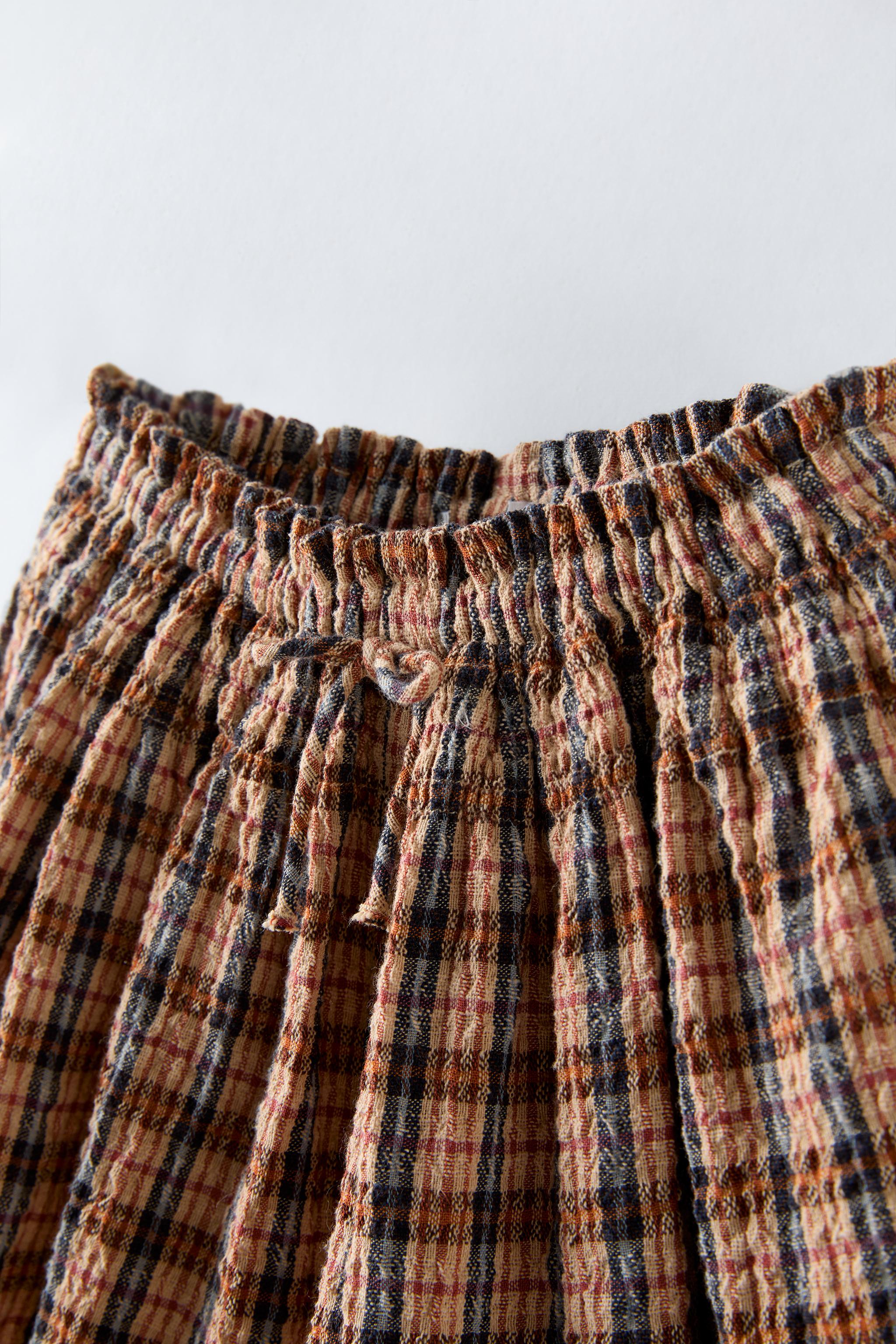 テクスチャー チェック バミューダパンツ - オークル | ZARA
