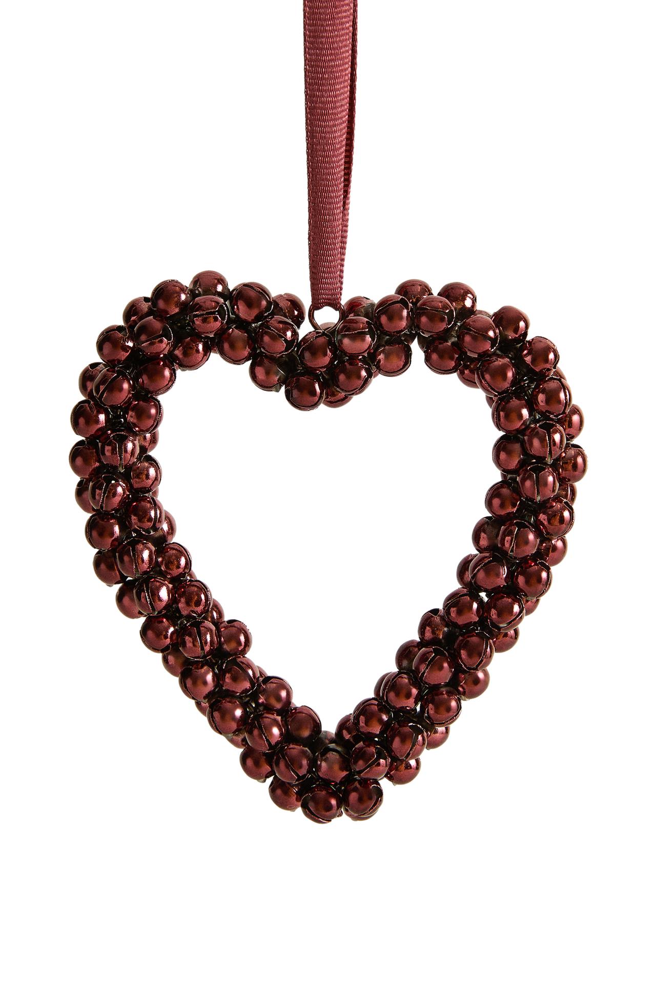 HEART SLEIGH BELLS CHRISTMAS TREE DECORATION