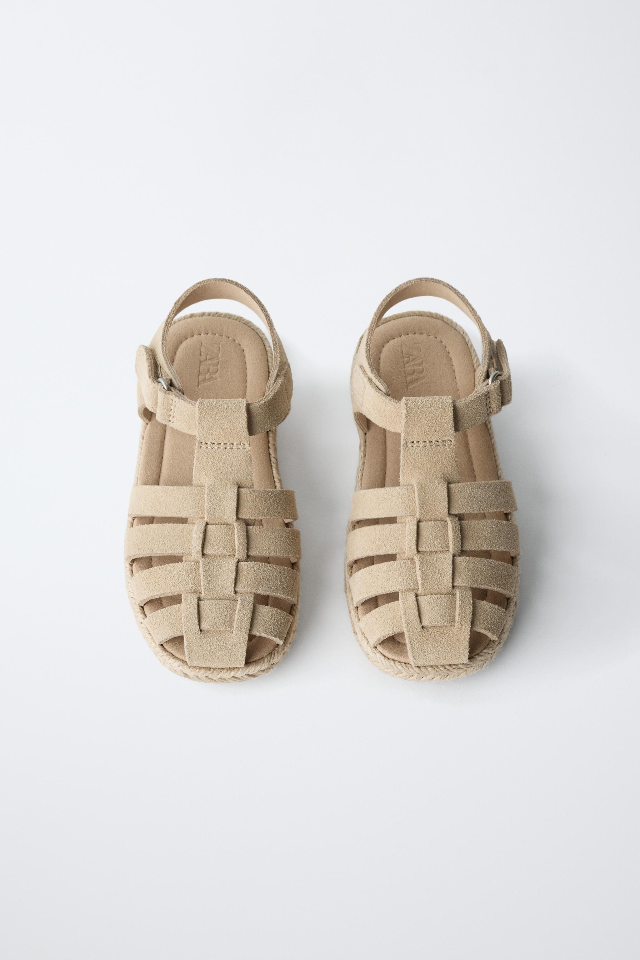 SANDALES STYLE PLAGE EN CUIR ET JUTE