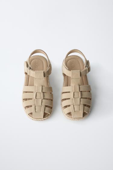 LEATHER AND JUTE CAGE SANDALS - Sand Brown by Zara - Image 3
