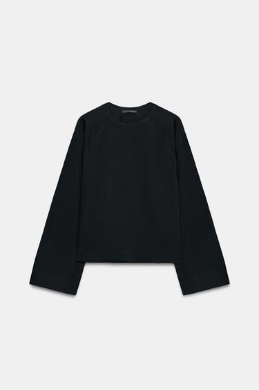 LONG SLEEVE RAGLAN T-SHIRT - Black by Zara