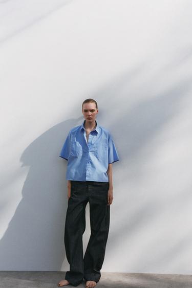 CROPPED-POPELINHEMD ZW COLLECTION - Mittelblau von Zara - Bild 0