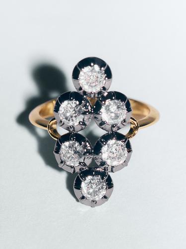 Zara Antique rhinestone ring - Golden - Image 0