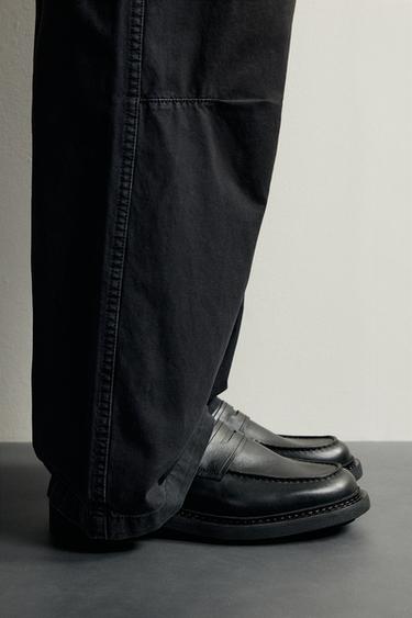 CASUAL LEATHER LOAFERS - Black by Zara - Image 0