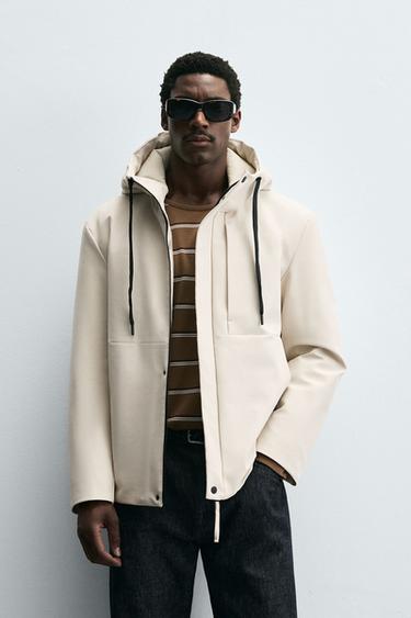 TECHNICAL HOODED JACKET - Oyster-white by Zara