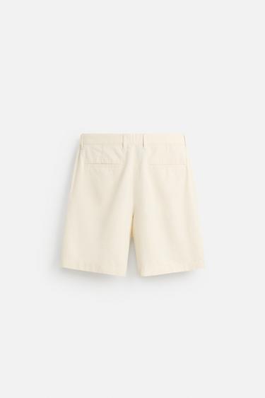 PLEATED REGULAR FIT BERMUDA SHORTS - Oyster-white by Zara - Image 7