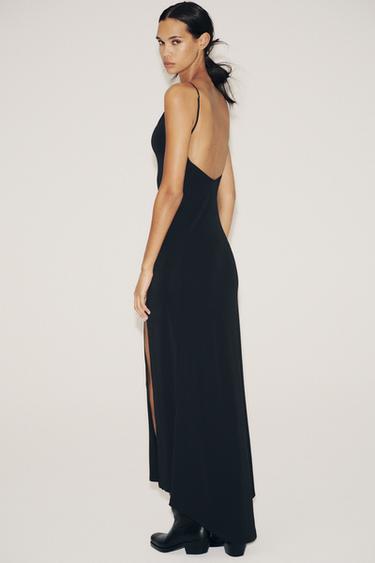 LONG CREPE DRESS - Black by Zara - Image 4