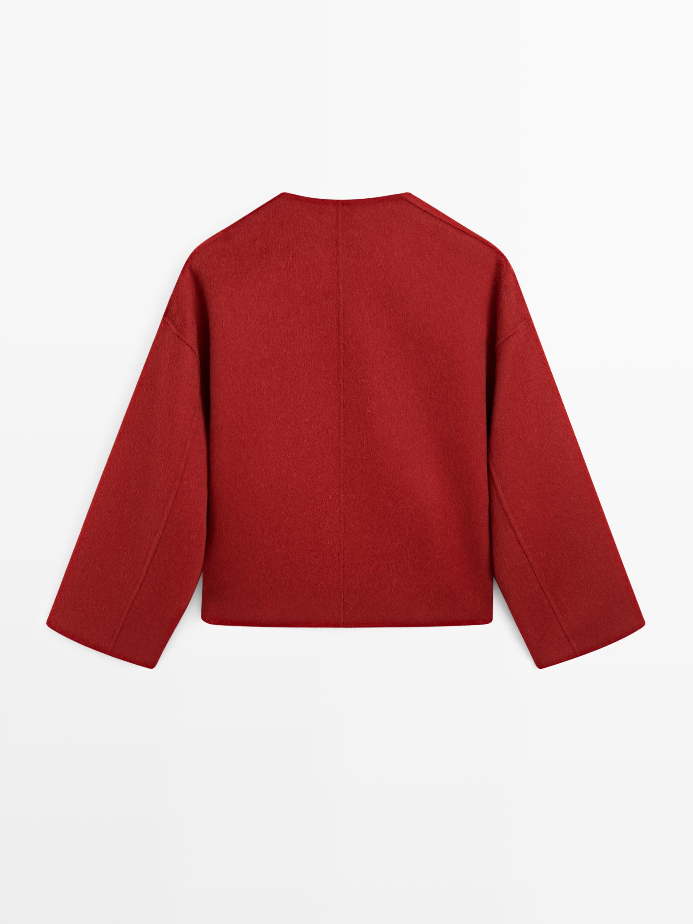 Wool blend jacket with seams