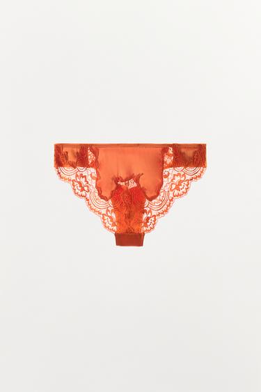 CULOTTE SATINÉE AVEC DENTELLE - Orange de Zara - Image 7