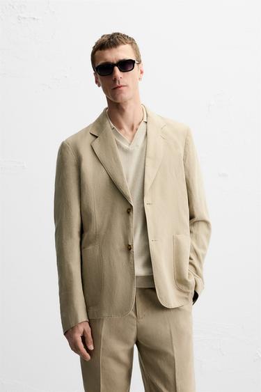 Zara WASHED SUIT BLAZER - Beige