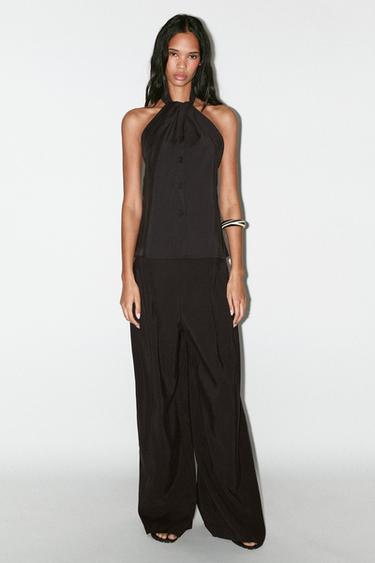 Zara HALTER VEST TOP - Black - Image 0