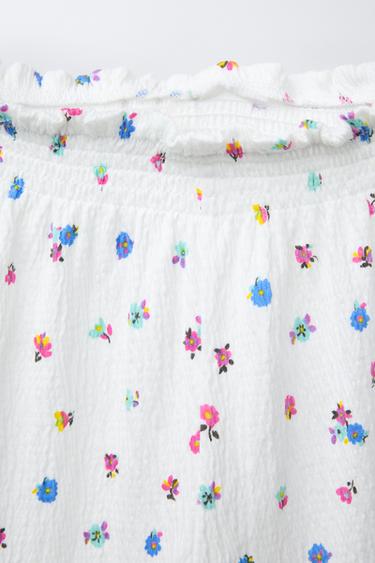 PANTALON JUPE-CULOTTE TEXTURÉ FLEURS - Écru de Zara - Image 2