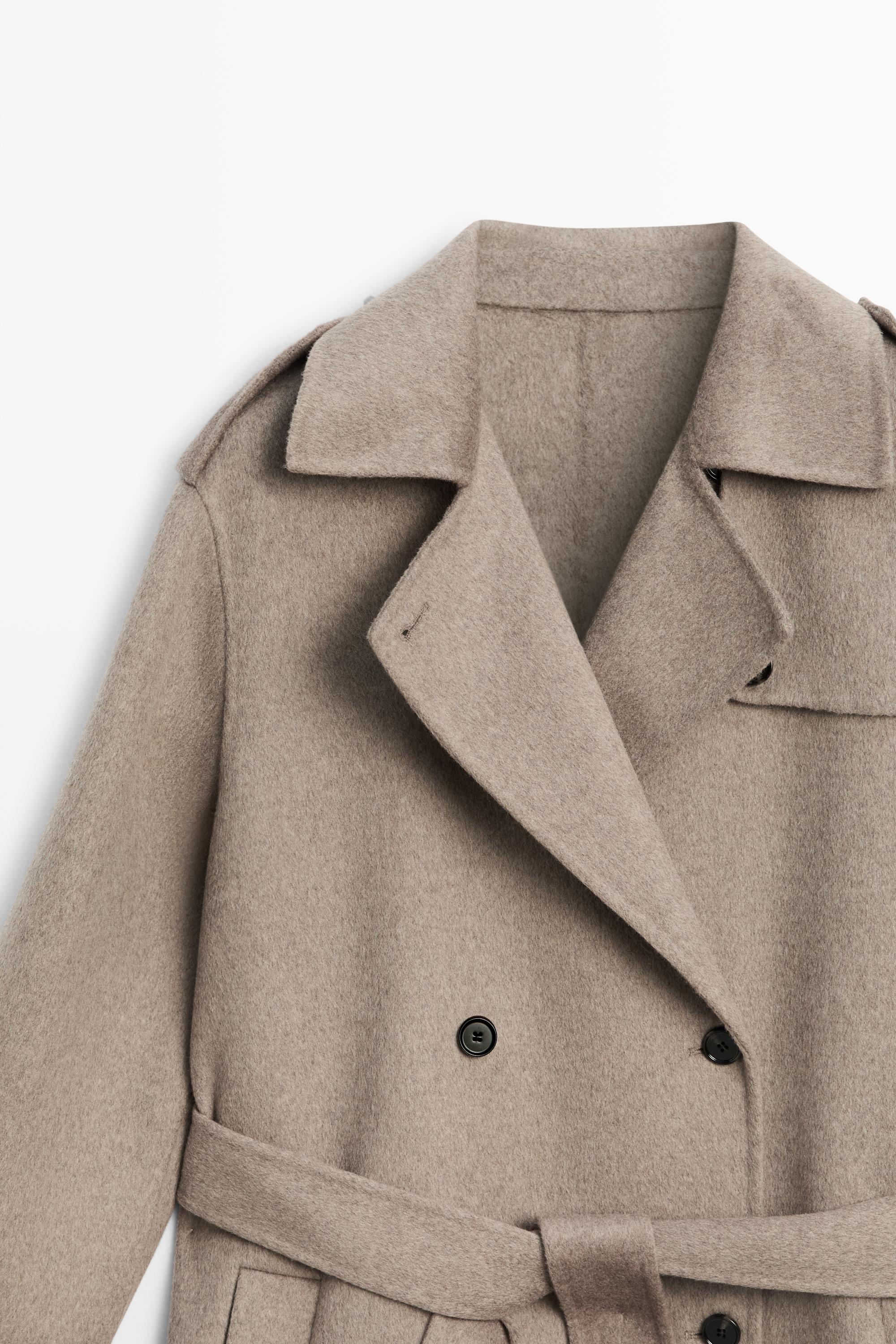 Long wool blend trench coat — 210