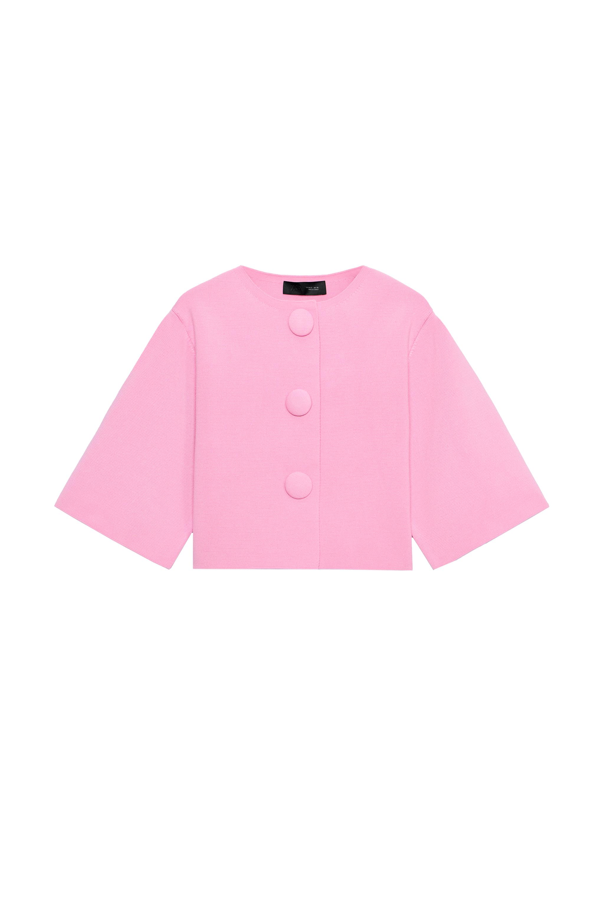 カバードボタンニットカーディガン - ピンク | ZARA Japan / 日本