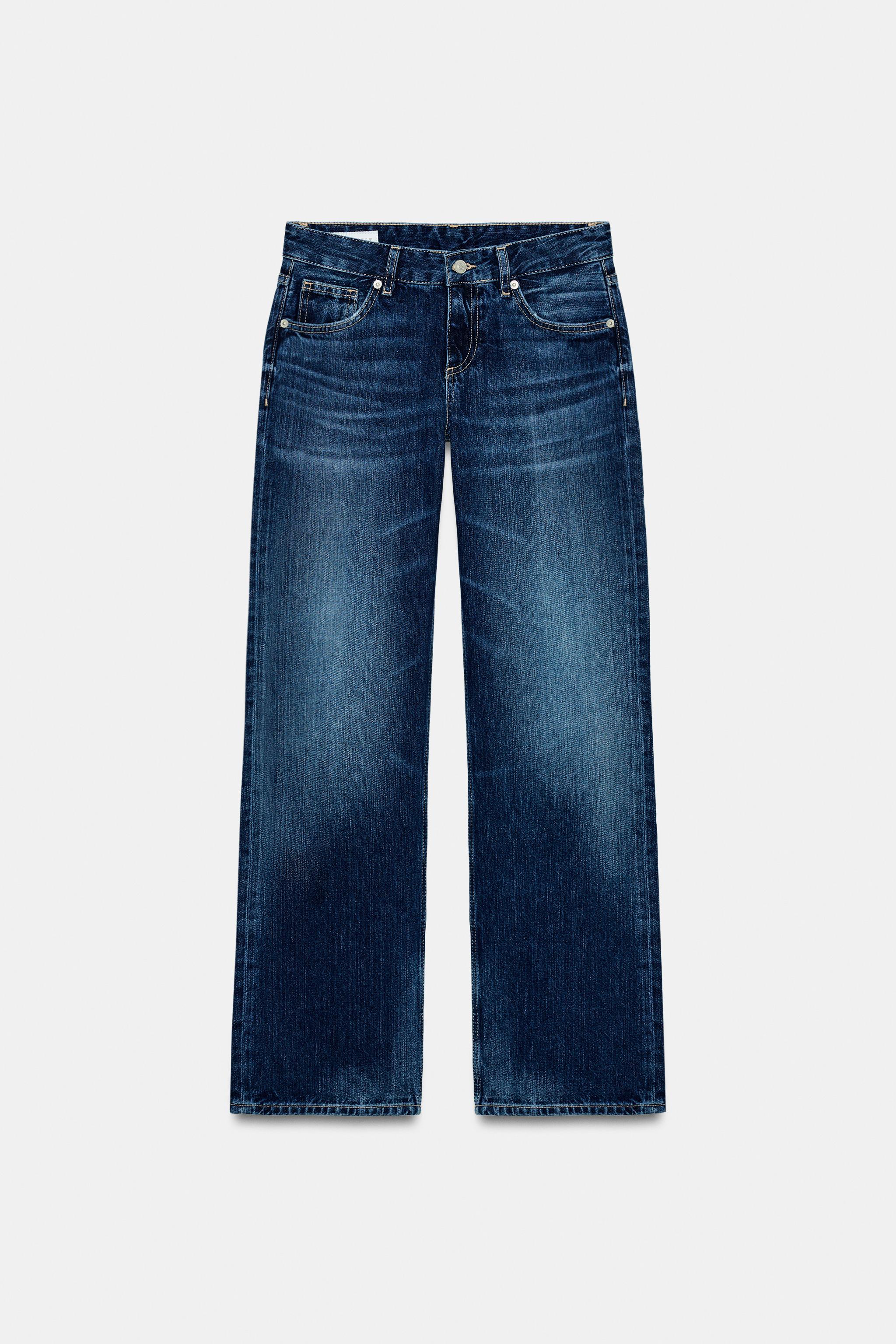 TRF ワイドレッグローライズデニムパンツ - インディゴブルー | ZARA