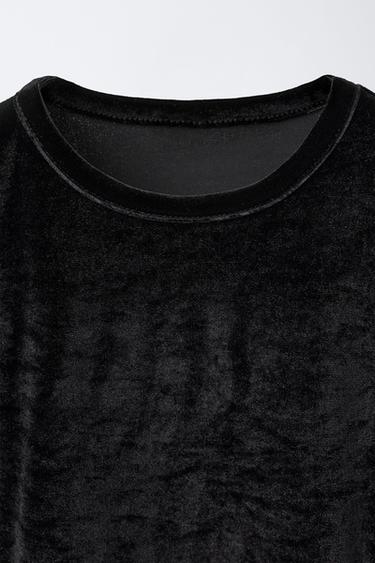 T-SHIRT EN VELOURS AVEC LACETS - Noir de Zara - Image 2
