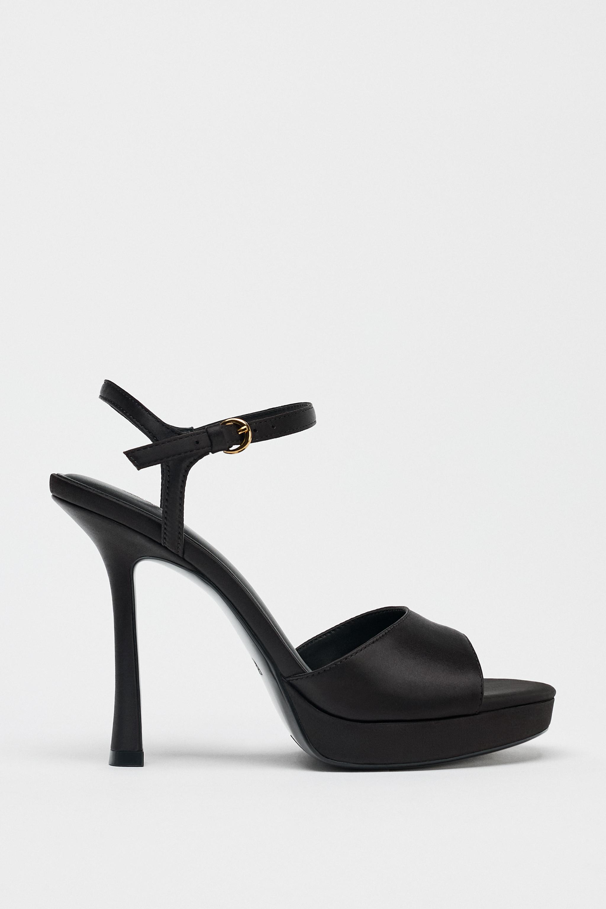 SANDALES À TALONS EFFET SATINÉ