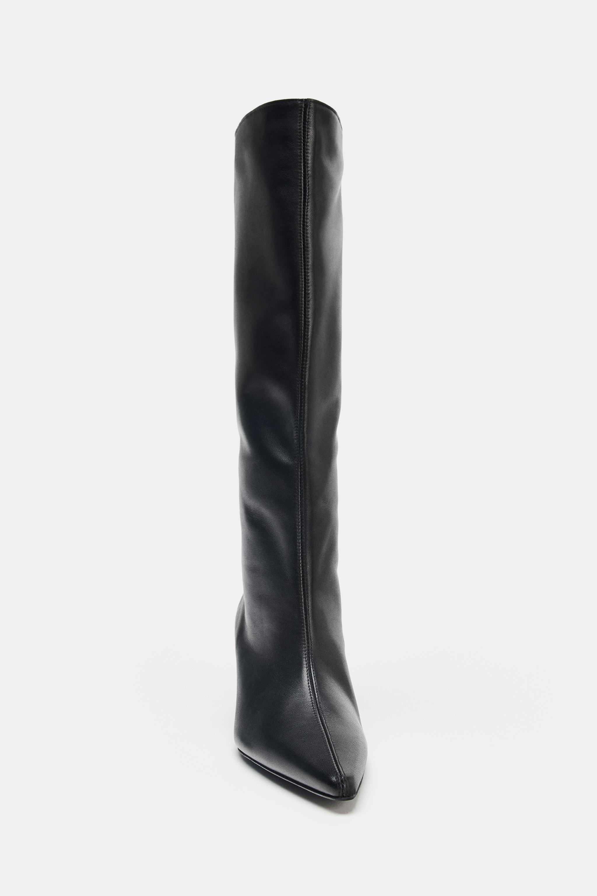 LEATHER KITTEN HEEL BOOTS