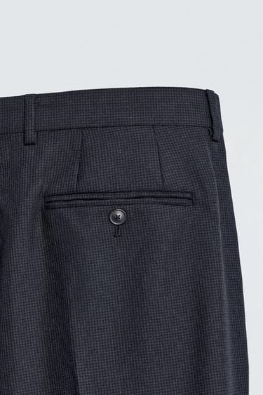 PANTALON DE COSTUME PIED-DE-POULE - Bleu marine de Zara - Image 7