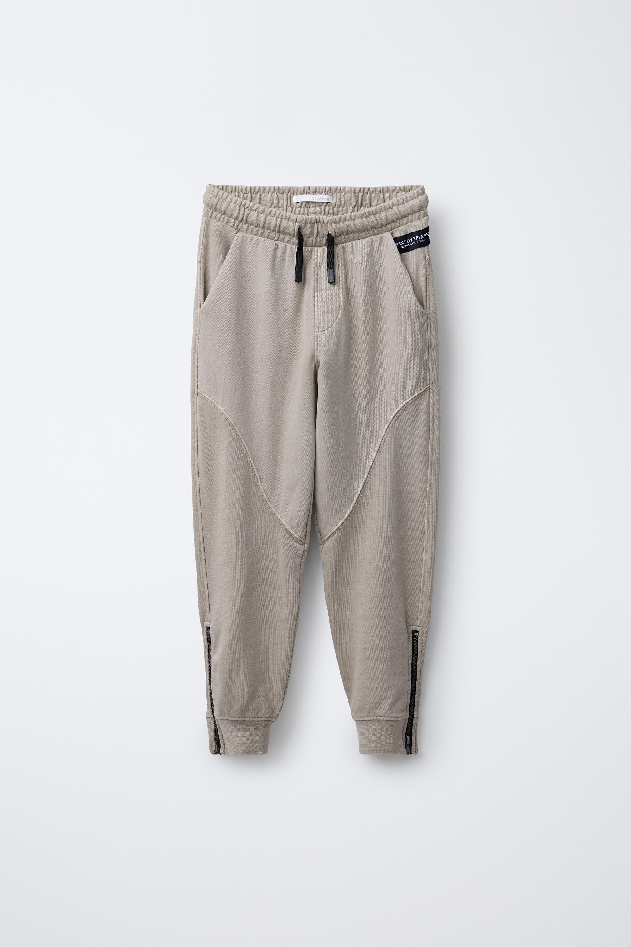 安心★関税込み★ZARA★JOGGING TROUSERS WITH SLOGAN EMBROIDERED JOGGER PANTS - Black | ZARA United States