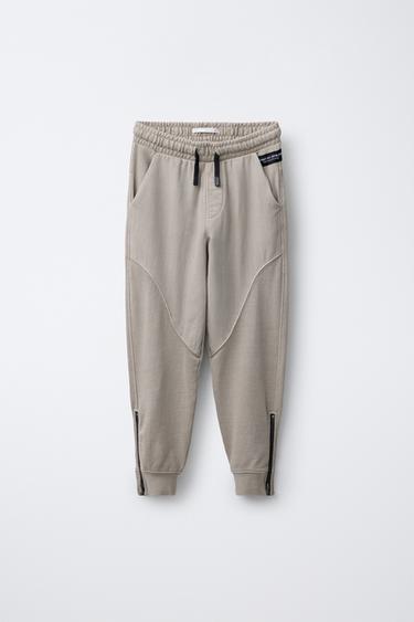 PANTALONI JOGGER CON CERNIERE - Sabbia di Zara