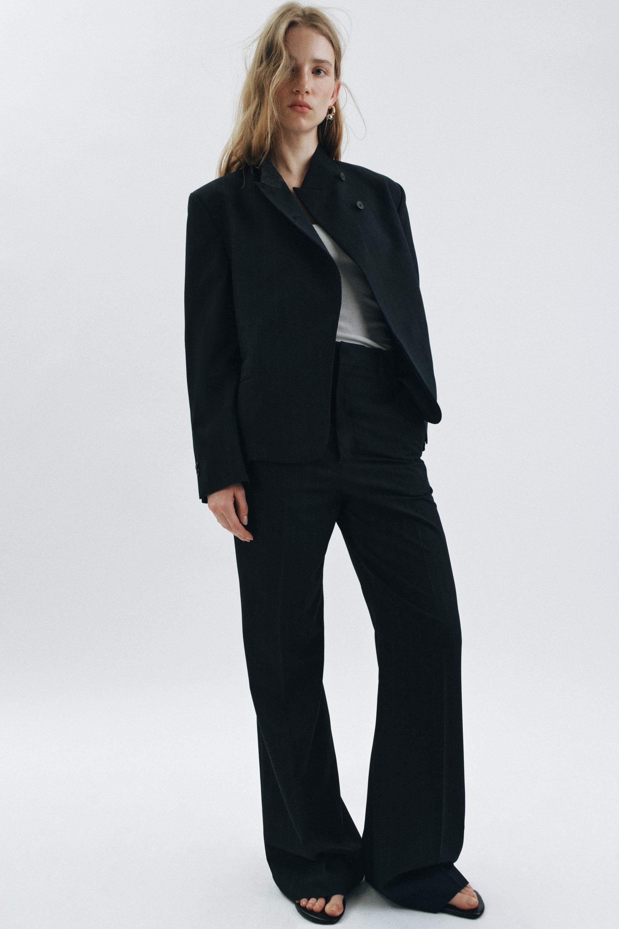 İNCE ÇİZGİLİ DİK YAKA BLAZER – ZW COLLECTION - Görsel 6