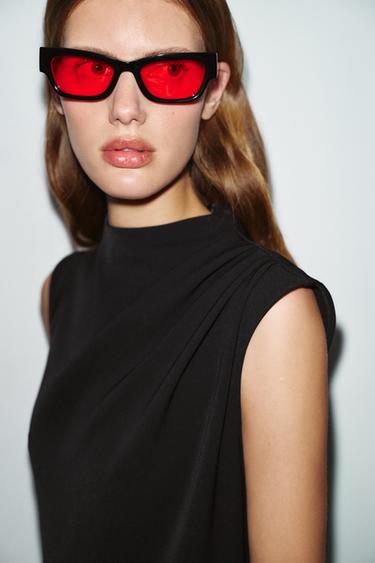 ROBE MI-LONGUE ASYMÉTRIQUE - Noir de Zara - Image 2